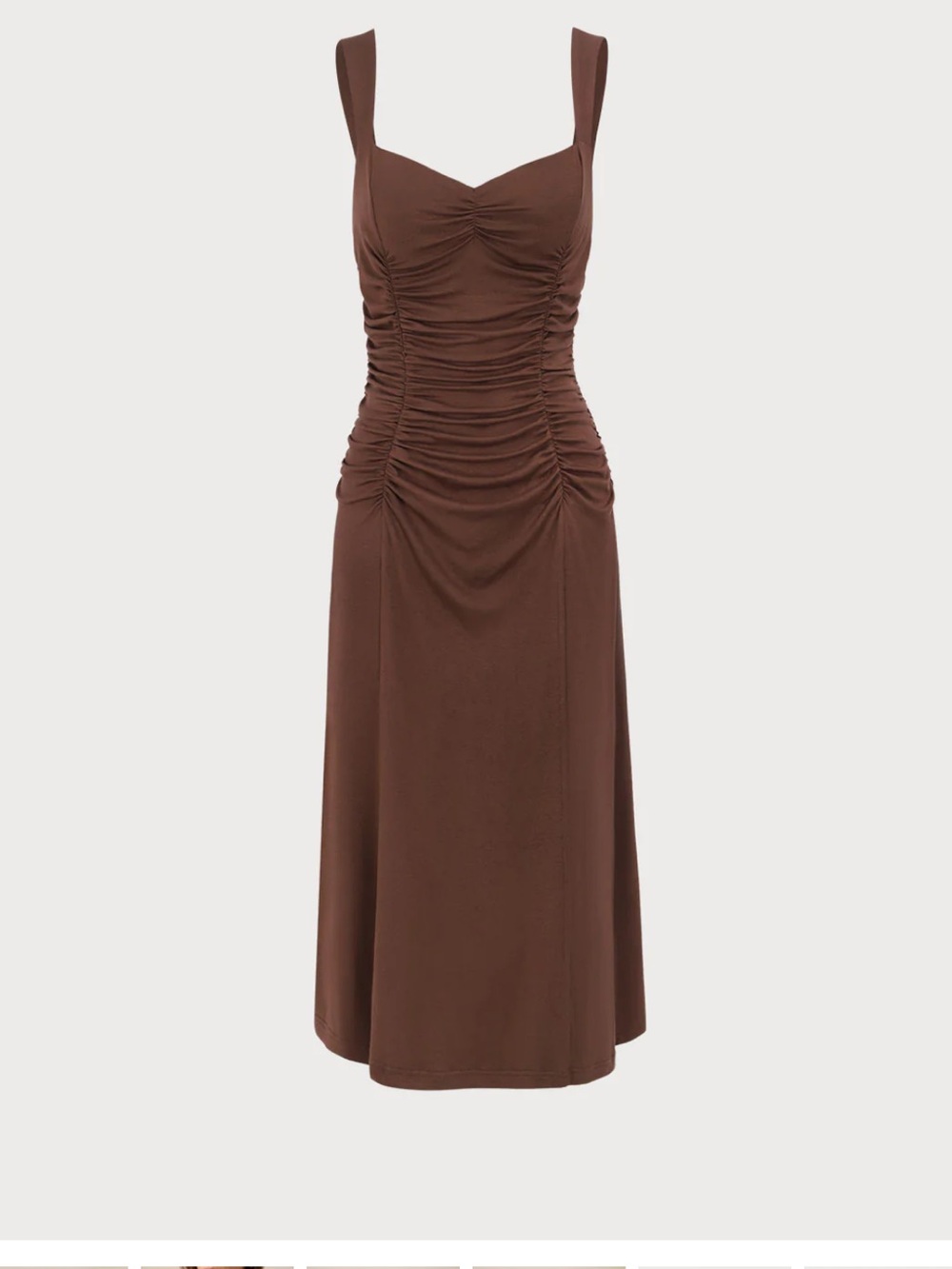 NEW Rihoas Body-con Ruched Coffee Knit Dress Medium - Picture 2 of 10